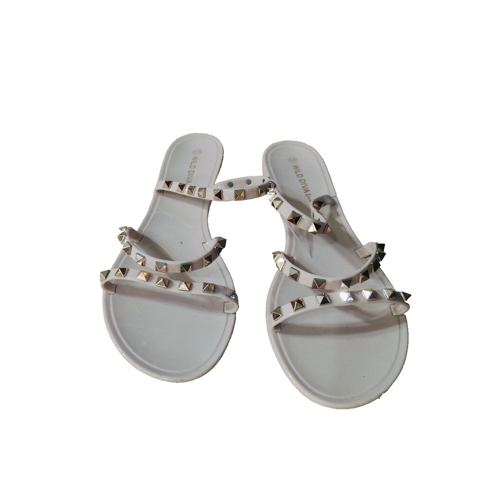 Wild Diva Lounge Sandals With Gold Spikes Size 10